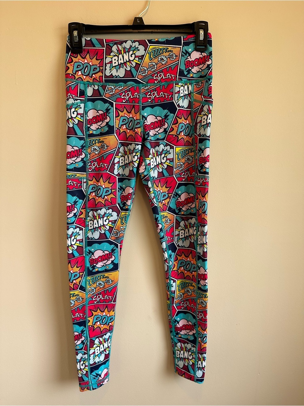 Constantly Varied Gear CVG Comic Strip Print Leggings XS Pockets Multicolor Boom